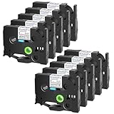 USUPERINK 10 Pack Compatible for Brother P-Touch Label Maker Tape TZ-211 TZe-211 TZe211 TZ211 Black on White 6mm TZe TZ Tape 0.23'' 1/4 inch Laminated Label for PT-D210 H110 H100 D400 D600 D200 P700