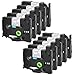 SuperInk 10 Pack Black on White Laminated Label Tapes Compatible for Brother TZ-211 TZe-211 TZe211 P-touch Printers 6mm 1/4Inch x 8m 26.2Feet