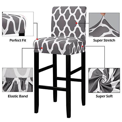 Image of Lellen Bar Stool Chair Covers Set of 4,Jacquard Bar Stool Cover Barstool Covers Slipcovers Stretch Bar Stool Covers with Backs Bar Stool Protector Covers for Kitchen Dining Room Counter Island