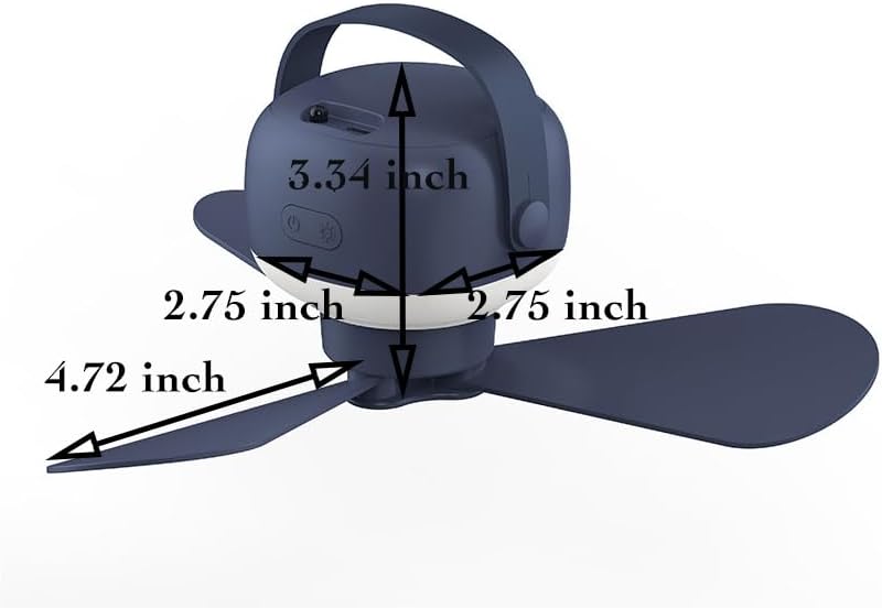 Keepadoo 7200mAH portable rechargable fan for camping, battery powered fan with light, mini fan for Home and Outdoor (White)