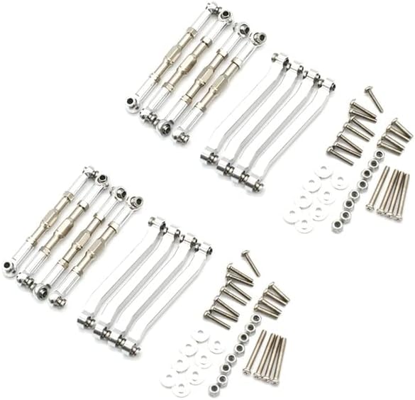 16X Metal Chassis Pull Rods Link Suspension Tie Rod for MN D90 D91 D96 D99 D99S MN90 MN99S 1/12,Silver - (Color: Colorful)