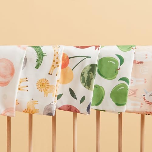 Image of TILLYOU Toddler Pillowcases 13 x 18 Travel Pillow Case 2 Pack, Kids Pillowcases Machine Washable with Envelope Closure, Fruit Shadow & Orangish