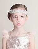 Denifery Flower Girl Headband Headpiece Rhinestone Weddingh Headband Flower Hair Jewelry Wedding Headband Flower Girl Gift Baptism Headband Hair Accessories