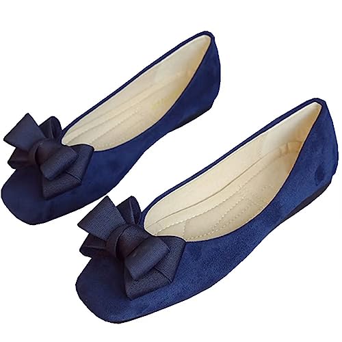 INEELUYI Women's Candy Color Casual Sqaure Toe Slip on Ballet Flats Buckle Non-Slip Dress Flat Shoes