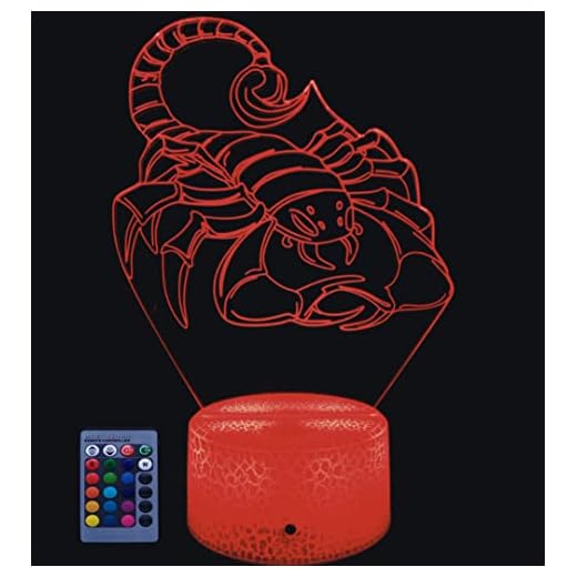 3D Escorpión Ilusión Lámpara luz Nocturna 7/16 Colores Cambiantes Control Remoto USB de Suministro de Energía Juguetes Decoración