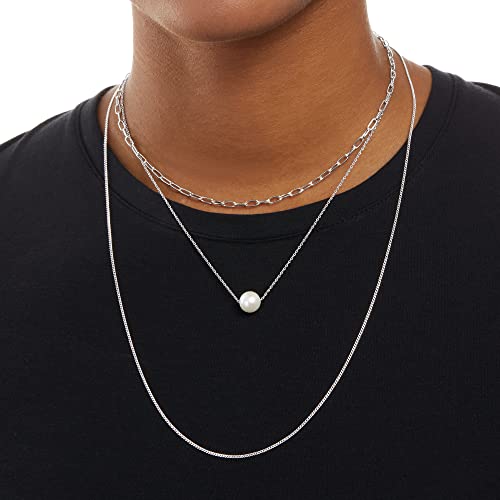 Amazon Essentials Sterling Silver Freshwater Pearl Pendant Necklace 16", Silver #TOP5