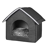 EUGAD 0010GD Hundehaus Hundehütte Katzenhöhle Katzenhaus Drinnen mit herausnehmbarer Matte Kissen Dunkelgrau 35x38x35cm