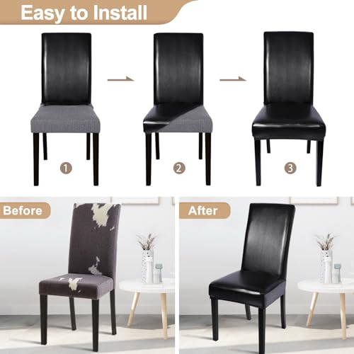 SearchI-Waterproof-PU-Leather-Dining-Chair-Covers-Set-of-4-Stretch-Oilproof-Parsons-Chair-Slipcovers-Removable-Washable-Kitchen-Chair-Protector-for-Dining-Room-Black SearchI Waterproof PU Leather Dining Chair Covers Set of 4 Stretch Oilproof Parsons Chair Slipcovers Removable Washable Kitchen Chair Protector for Dining Room Black
