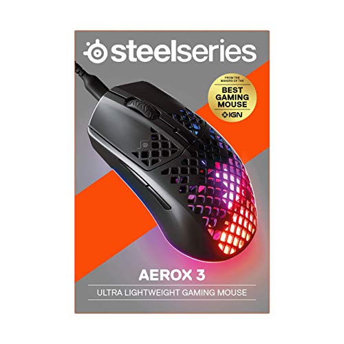 Steelseries Aerox 3 - Super Light Gaming Mouse - 8,500 Cpi Truemove Core Optical Sensor - Ultra-Lightweight Water Resistant Design - Universal Usb-C Connectivity (Renewed) #TOP7
