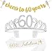 60th Birthday Decorations Gifts for Women,60 Birthday Set - Gold Banner,Rhinestone Queen Tiara with Fabulous at 60" Satin Sash
