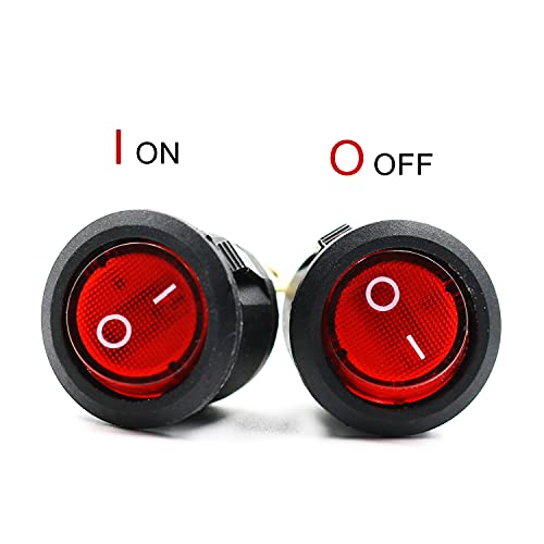 Red Light Spst 3-Pin On/Off Round Boat Rocker Switch Ac 6A 250V 10A 125V 5 Pcs #TOP2