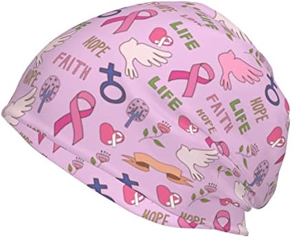 Giinly Breast Cancer Awareness Beanie Cap Cancer Turban Headwear Hats for Women Men