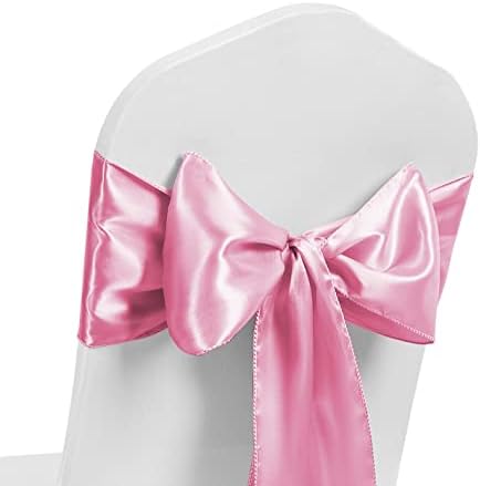 Pack of 10 Satin Chair Sash WIDER FULLER BOWS Chair Sashes Bow Back Tie Ribbon Wedding Banquet Decoration (Platinum)