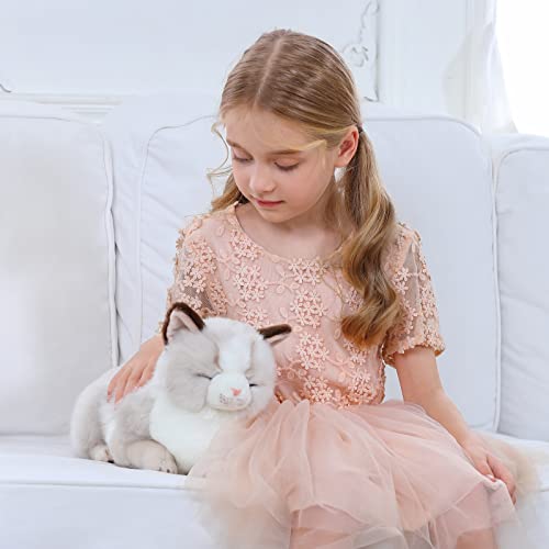 Image of CU-MATE Adorable Stuffed Animals Cat -Handmade Plush Soft Cat -Present Gift for Boys /Girls (Sleeping Ragdoll Cat)
