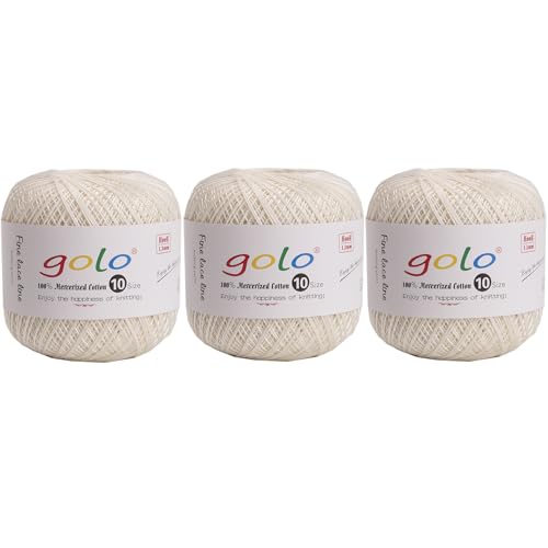 Image of golo 3 Balls Crochet Thread Size 10 Crochet Yarn for Hand Knitting 802
