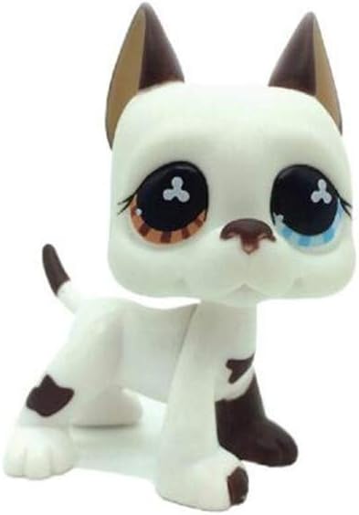 WOOMAX Littlest Pet Shop LPS Toy White & Brown Dane Dog Puppy Collection Figure For Boys Girls Kids Gift
