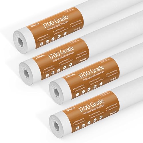 Image of WINSOME 1700 Grade Lining Paper for Walls - Thick Paintable White Wallpaper Suitable for New & Damaged Walls for Paint -Single 10 Metre (Pack of 4)