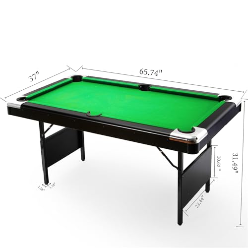 VerisShade Billiard Tables, Portable Pool Table for Families with Easy Folding for Storage, Includes Balls, Cues, Brush Green 5.5FT