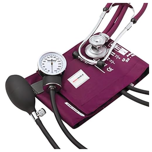 McKesson Premium Aneroid Sphygmomanometer and Stethoscope Combo Kit - Blood Pressure Gauge/Cuff, Sprague Rappaport Stethoscope, Magenta - Size 11, 23-40 cm, 22 in Tube, 1 Count