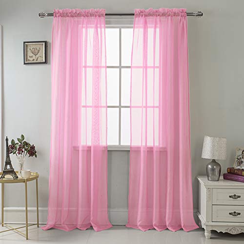 RT Designers Collection Celine Sheer 55 x 90 in. Rod Pocket Curtain Panel, Dusty Rose