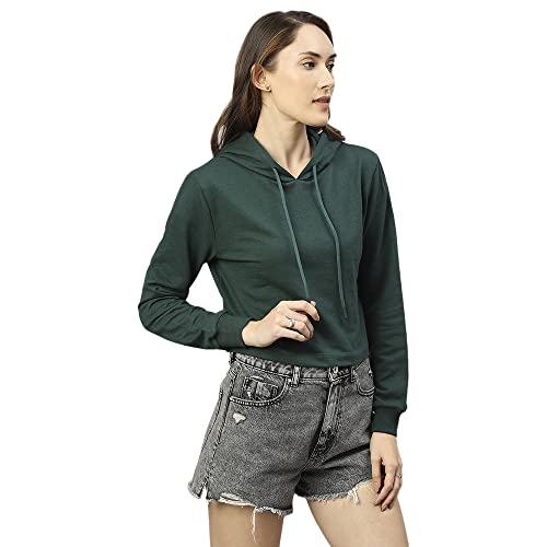 Image of HIGH Star Women's Fleece Solid Hooded Neck Sweatshirt