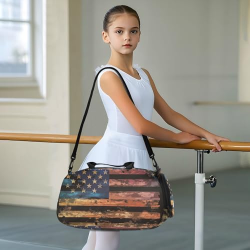 Duffle Bag for Boys or Girls with Shoes Compartment, Rainbow American Flag Print Sports Travel Bag Overnight3