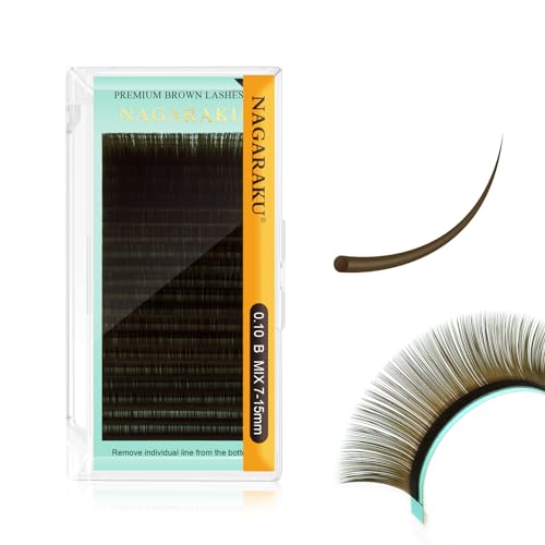 NAGARAKU Individual Lash Extensions 0.10 B 7-15mm Mix Natural Brown
