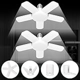 Jornarshar ミニ LEDライト ガレージライト 60W 2個 屋内 小さい LED電球 6500K 天井照明 取付簡単 工事不要 角度調節可能 カーポート 車庫 倉庫 納戸 作業灯 昼白色