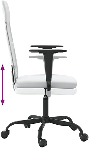 Miniatura 7 de Silla ergonómica de escritorio para computadora para oficina en casa, silla de oficina, tela de malla blanca, piel sintética, metal, madera