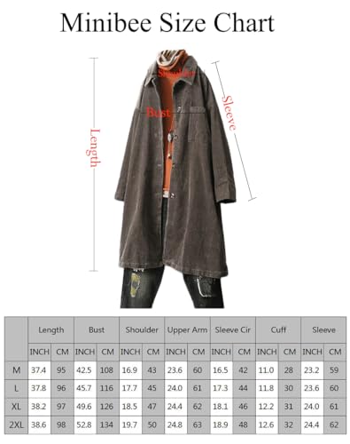 Minibee Women's Corduroy Shacket Jacket Button Down Shirts Fall Long Sleeve Coat with Pockets3