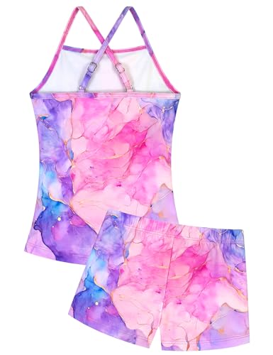 Image of Girls Swimsuit Sleeveless Bathing Suits Back Cutout Summer Swimwear with Removable Chest pad 6-14 Years