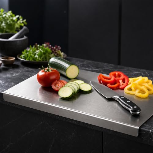 304 Stainless Steel Cutting Board with Lip for Kitchen (15.7"Lx11.8"W) by Krbnk - Used condition - Image 2