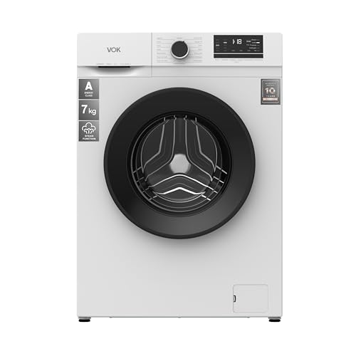 VOK - Lavadora de Carga Frontal de 7 Kg - 1200 RPM, Motor Inverter con 10 años de garantía, Función Vapor, 15 Programas de Lavado, Añadir prendas, Bloqueo infantil, Eficiencia Energética A, Blanco