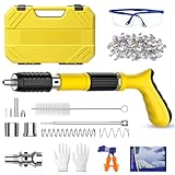 Pistola de Clavos, Pistola de Clavos para Hormigón Manual con 100 Clavos de Fijación, 5 Niveles de Potencia Regulables, Eyección Automática de Residuos, Clavadora Beton para Pared, Ladrillo