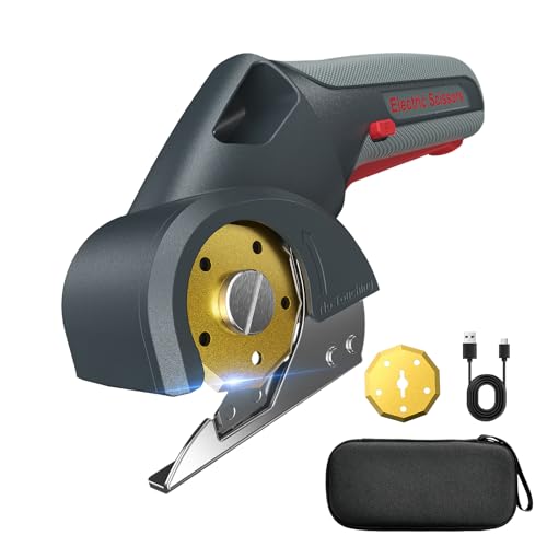 Giosuan 2025 Upgrade 4V Cordless Cutting Tool, Cardboard Cutter with 2 Titanium Blades, 2000mAh Battery, Electric Chop Saw for Fabric, Cardboard, Leather, Carpet - Ash Grey