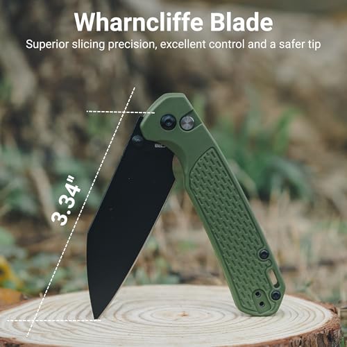 Image of CJRB Pyrite-Light Folding Pocket Knife, 3.34'' AR-RPM9 Steel Blade, Green