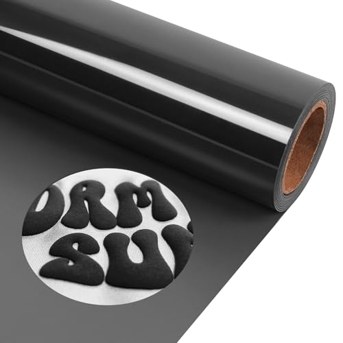 TORC Black Puff Vinyl Heat Transfer Iron on Vinyl 12" x 5ft for T-Shirt