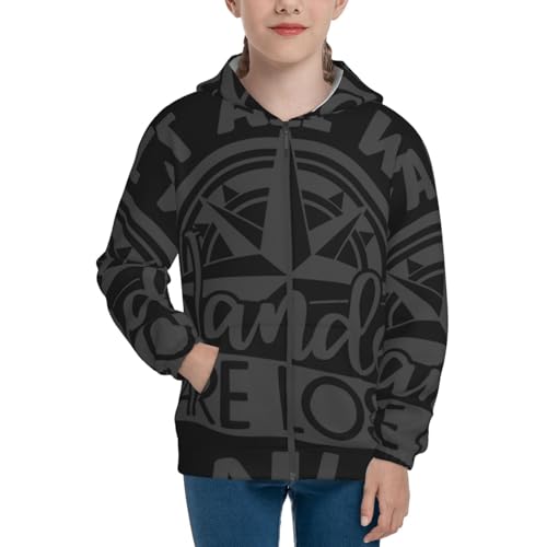 Not All Who Wander Are Lost2 Kids Pullover Hoodies Boys Zip Up Sweatshirts Girls Athletic Clothes with Pocket3