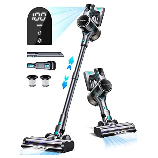 Cordless Vacuum Cleaner - 6 in 1 Lightweight Stick Vacuum with 28Kpa Powerful Suction, Max 45Mins Runtime, LED Display, 300W Rechargeable Vacuum Cleaner for Pet Hair Carpet Hard Floor