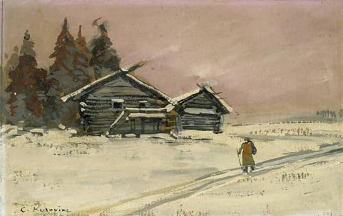 Toile Korovin Paysage d'Hiver 60x90cm pour une Décoration Salon Cosy