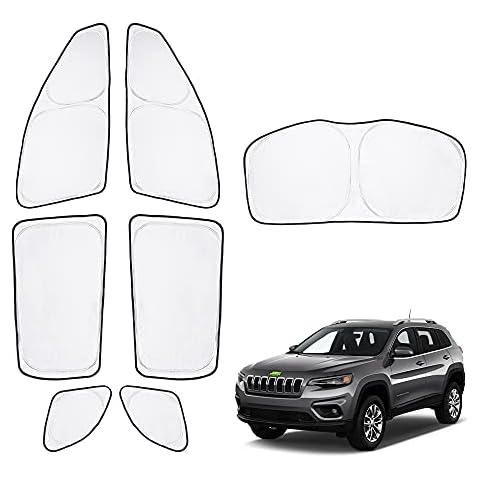 T TGBROS Privacy Sunshade Custom Fit for 2014-2023 Jeep Cherokee(Not for Grand Cherokee) Accessories Side Rear Window Shade Car Sun Shades Foldable Blocks UV Rays Keeps Your Vehicle Cool 7PCS Cover