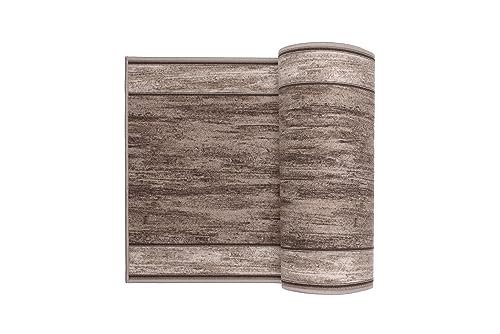 TAPISO Anti Rutsch Teppich Läufer rutschfest Brücke Meterware Modern Taupe Meliert Verwischt Streifen Design Flur Küche Wohnzimmer Diele… – Ansicht 7