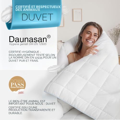 Glückstoff® Couette en plumes et duvet, 200 x 200 cm, certifiée en Allemagne, couette en duvet et plumes, couette d'été et d'hiver, pour toutes les saisons, convient pour toutes les saisons – vue 7