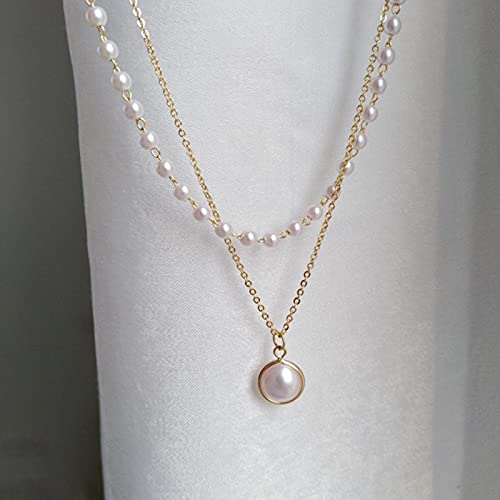 Collier pendentif perles simulées blanc brillant pour femmes bijoux d'été chic