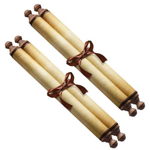 Makevivi Large Vintage Blank Scrolls with Dark Wooden Rods,2 Pack