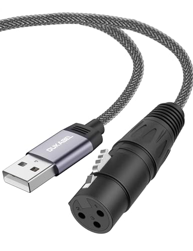DuKabel XLR a USB adaptador USB macho a XLR hembra cable de micrófono para grabación, transmisión en directo, cable de micrófono USB con chip DAC para PC portátil – 1,8 metros