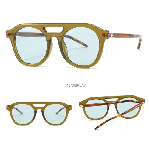 helena Retro Vintage Double beam Pilot Sunglasses Women 70s Trendy round Stylish UV400 Outdoor punk Sun Glasses S652