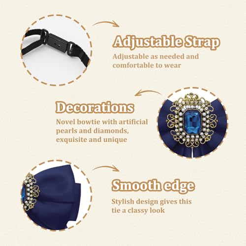 Image of Womens Bow Tie Adjustable Rhinestone Bowtie for Women Ladies Girls Pre-tied Womens Tie for Shirt Suit Uniform