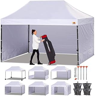 ABCCANOPY Heavy Duty Ez Pop up Canopy Tent with Sidewalls 10x15, White
