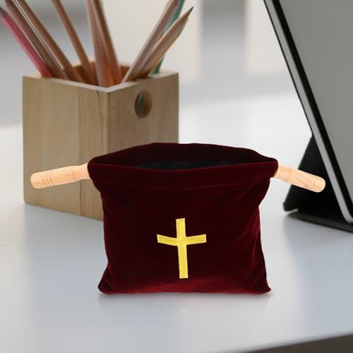 Bolsa de ofrendas Toyvian bordada con estructura noble de madera de iglesia 7